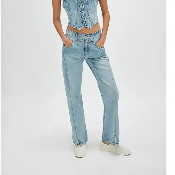 NWT RE/DONE Mid-Rise Kick Flare Solid Women's Jeans in Marea Size 28 - Picture 2 of 13